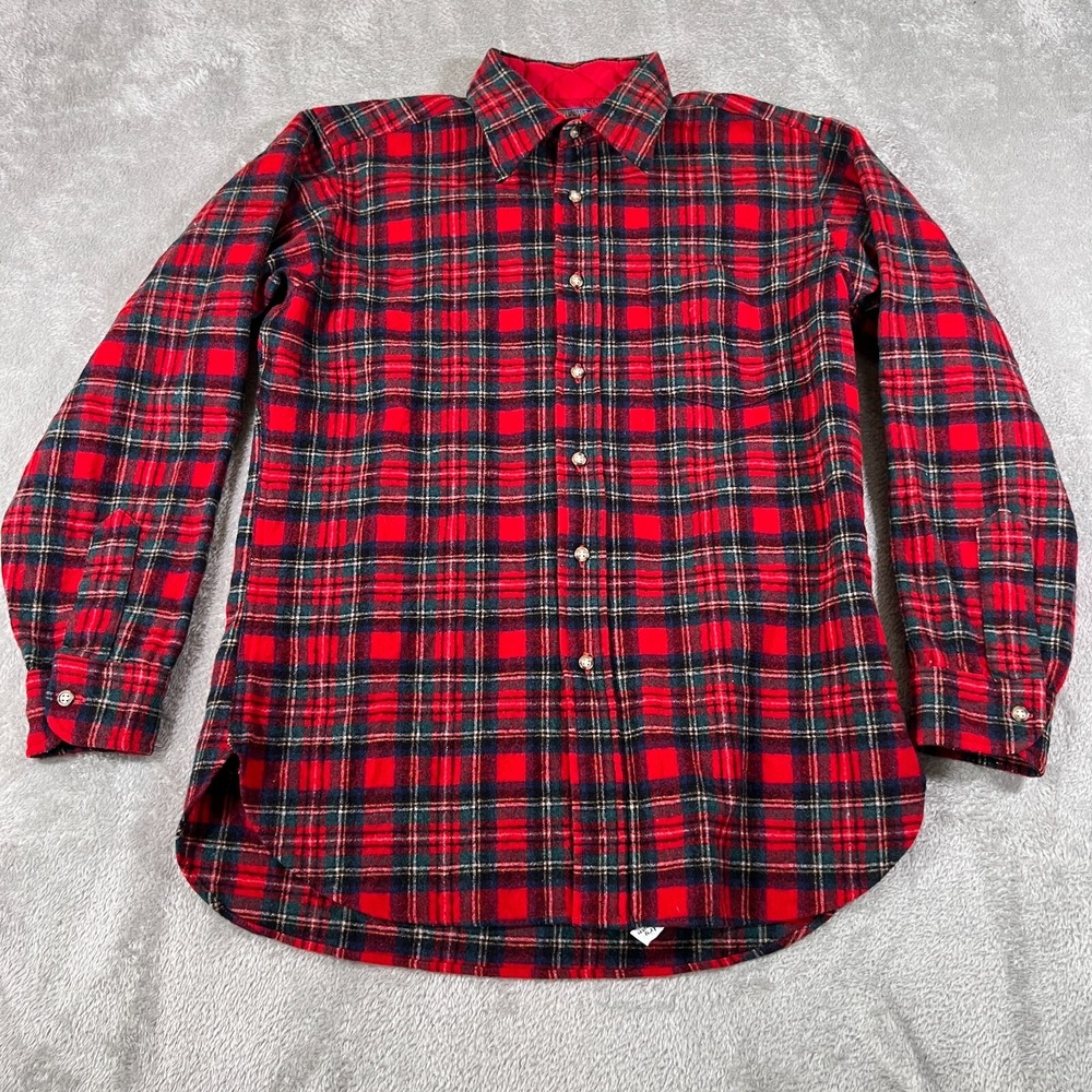 Pendleton Wool Shirt Mens Medium Red Plaid Prince Charles Long Sleeve VTG 60/70s